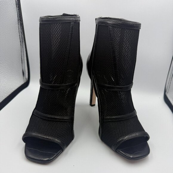 Jessica Simpson Black Mesh Peep-Toe Stiletto Booties Size 6 New - Picture 2 of 6